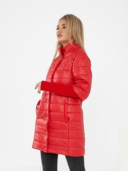 Довга куртка з відстібним рукавом, арт.205/2, червоний