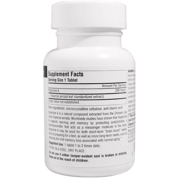 Гиперзин А Source Naturals Huperzine A 200 mcg 120 Tabs | Зображення 1
