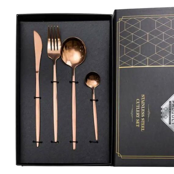 Набір столових приборів 24 предмети набір ложок виделок і ножів на 6 персон Бронзовий HP-20-44 | Зображення 2