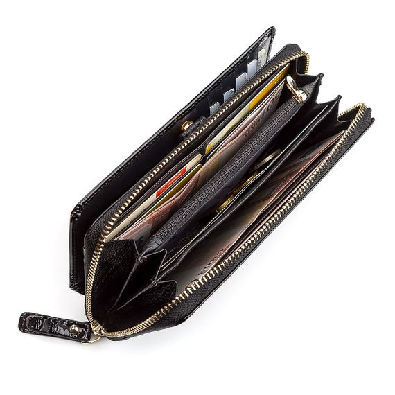Кошелек женский ST Leather 18437 (S7001A) натуральная кожа Черный | Зображення 3