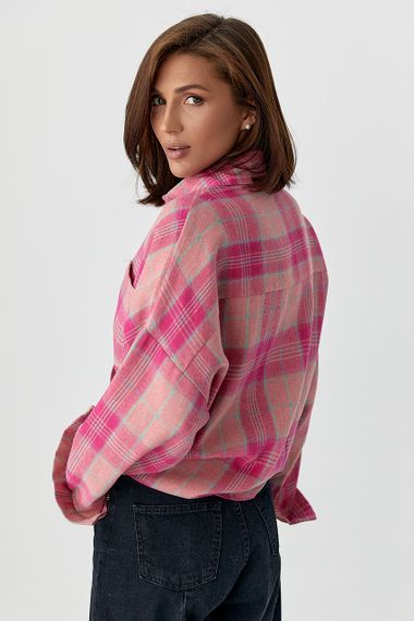 Сорочка в клітинку з напівкруглим низом - рожевий цвет, ONE SIZE (є розміри) | Зображення 1