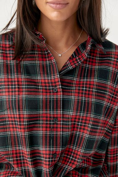 Сорочка в клітинку з подовженою спинкою - червоний цвет, L (є розміри) | Зображення 3