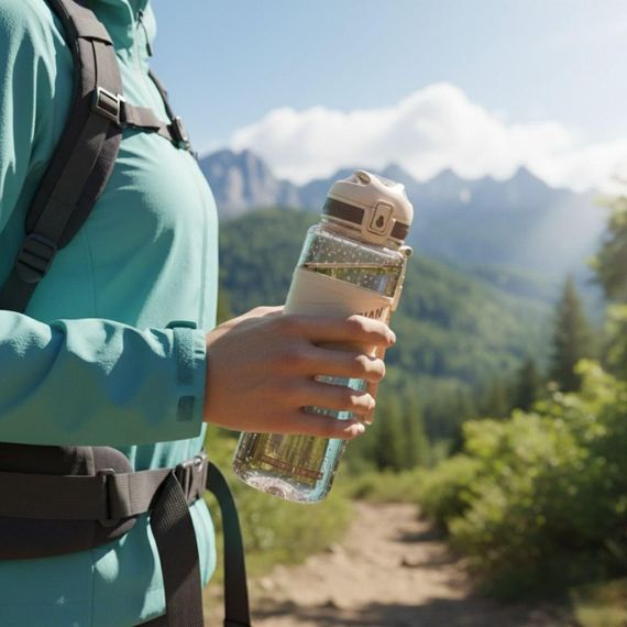 Спортивна пляшка KANGZYUAN 1000 мл (1 л) — Коричнева Tritan BPA-free, ударостійка еко-пляшка з фільтром ремінцем | Зображення 8