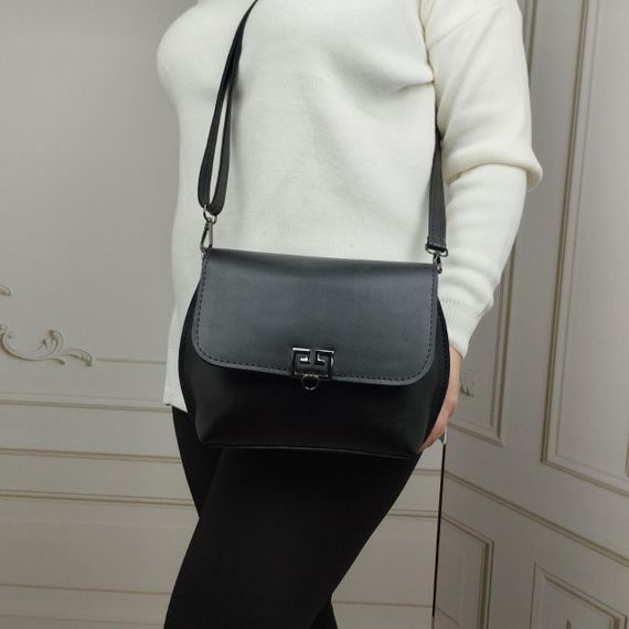 Маленька сумка-саквояж через плече крос-боді Чорна з червоним краєм | Зображення 1