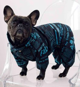 Дощовик із прихованим капюшоном газета блакитний M-96