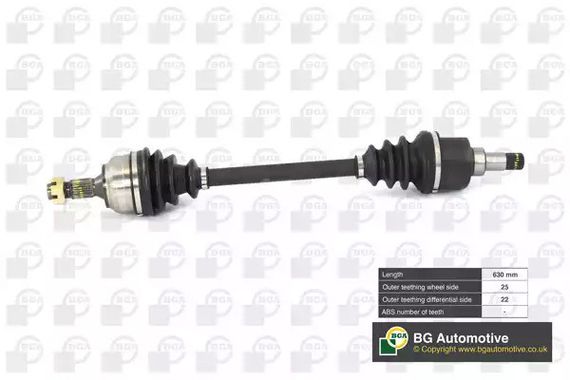 Полуось Citroen C4/Peugeou 307 1.4/1.6i 01-10 (25/22) 630mm L, BGA (DS6724LA) | Зображення 3