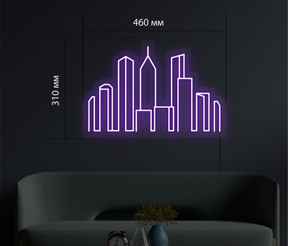 Картина з неону Місто 460х310 acr-n000037 | Зображення 1