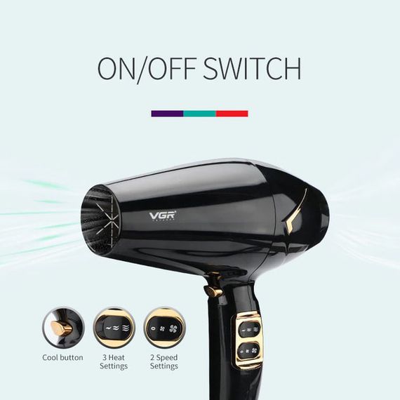 Мощный электрический профессиональный фен для волос VGR V-423 1800-2200W, Женский фен для волос | Зображення 6