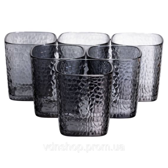 Набір скляних склянок 6 (шт) 250 (мл) для лимонадів, соку, води, коктейлів Сірий HP-19-AY-4