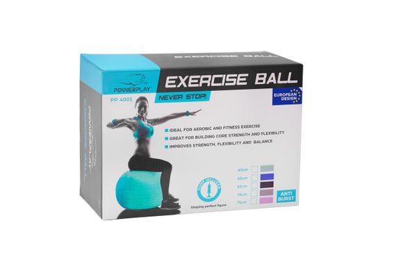 М'яч для фітнесу (фітбол) PowerPlay 4001 Ø65 cm Gymball Синій + помпа | Зображення 7