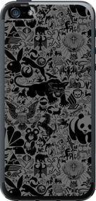 Чехол на iPhone SE Чёрно-серый стикер бомбинг "2432u-214-17620"