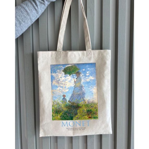 Екошопер BookOpt ВК4087 MONET Жінка з парасолькою бежевий | Зображення 6