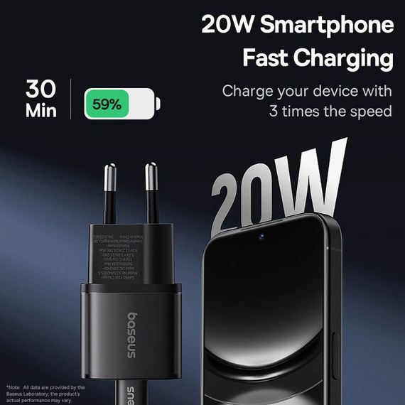 МЗП Baseus GaN5S OS 20W (1USB-C) (P10162503) Cluster Black | Зображення 3
