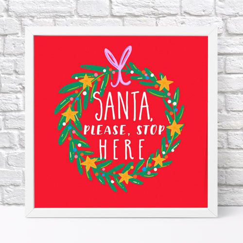 Постер у рамці Santa please, stop here 30x30 см (WKMT_22NG012_WH)