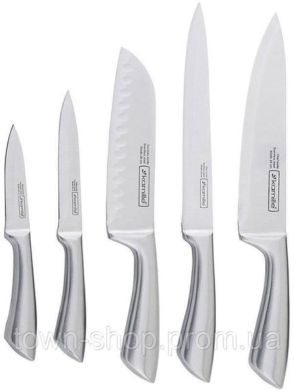 Набор ножей Kamille Steel 5 кухонных ножей на деревянной подставке KM-5130 | Зображення 1