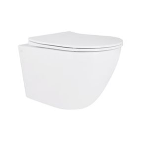Унітаз підвісний Qtap Robin New безобідковий із сидінням Soft-close QT13332381ASW