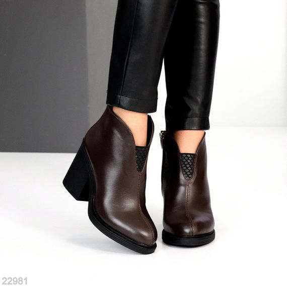 Шикарні черевики ботильйони натуральна шкіра колір Горький Шоколад | Зображення 1