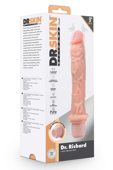 Вібратор реалістичний із випуклими венками Blush Dr. Skin Dr. Richard, бежевий Sex Aura | Зображення 4