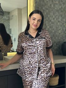 Піжама з леопардовим принтом PLUS SIZE  з сорочкою та штанами