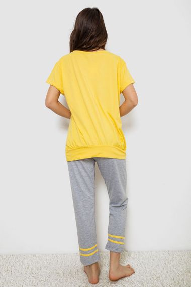 Піжама жіноча з принтом, колір жовтий, 243R1600-032 | Зображення 3