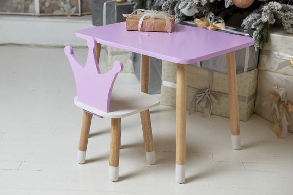Дитячий  фіолетовий прямокутний стіл  і стільчик корона. Столик фіолетовий дитячий | Зображення 3