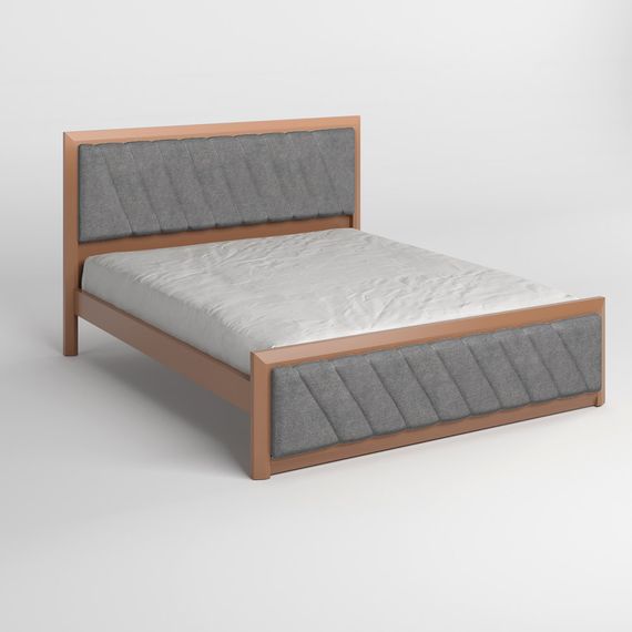 Двоспальне дерев&#039;яне ліжко Mebigrand Барселона Б6 Коричневий (RAL8025)/Аляска 93 (Сірий) 140х190 см (MBG-14418) | Зображення 1