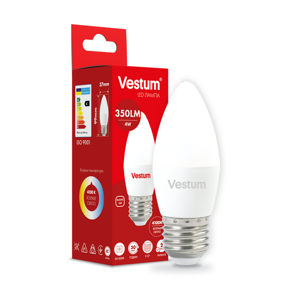 Світлодіодна лампа Vestum C37 4W 4100K 220V E27 1-VS-1305 | Зображення 2