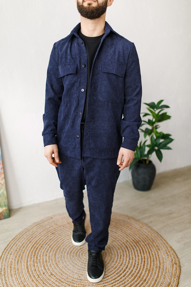 Костюм вельвет Барса синий S XL