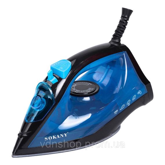 Ручна парова праска 1600 Вт із керамічним покриттям для одягу Синій Sokany SK-11005 | Зображення 1