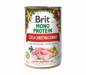 Корм Brit Mono Protein Dog Christmas Dinner монопротеїновий вологий з коропом і картоплею для дорослих собак 400 гр
