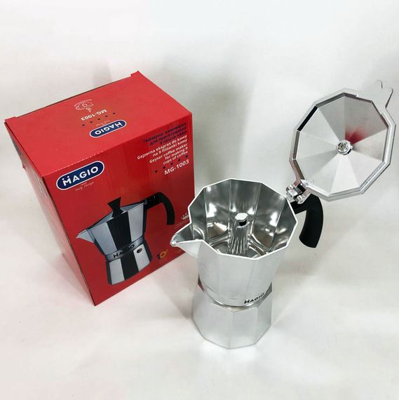 Гейзерная кофеварка Magio MG-1003 450 мл, кофеварка для индукционной плиты, гейзер для кофе | Зображення 7