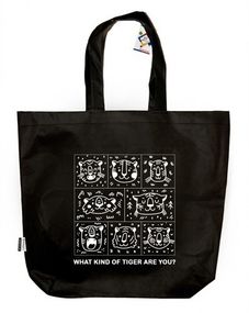 Экосумка шоппер 4Profi "Веселі тигреня" Діагональ (хлопок) чорна