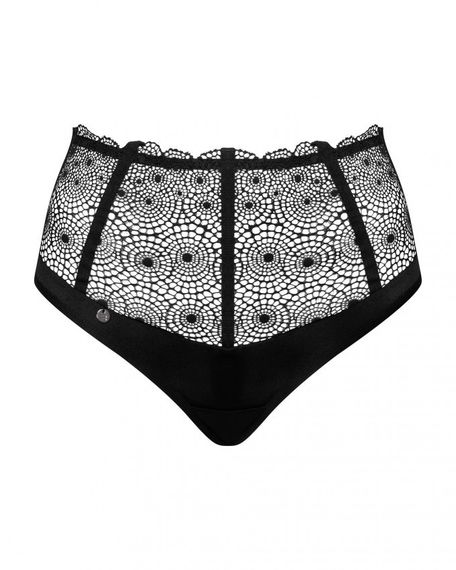Сексуальные стринги на высокой талии Obsessive Sharlotte panties black L/XL sexstyle | Зображення 4
