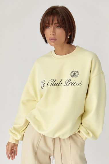 Утеплений світшот із написами - лимонний цвет, ONE SIZE (є розміри) | Зображення 3