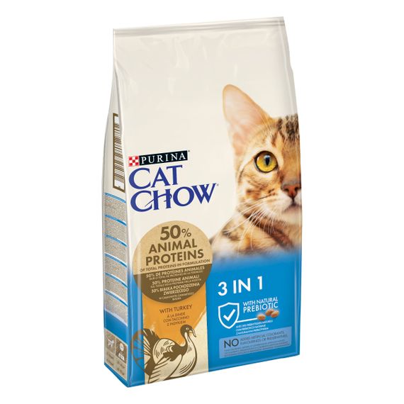 Cat Chow® Feline. З індичкою. Сухий повнораціонний корм для дорослих котів з формулою потрійної дії 15 кг | Зображення 1