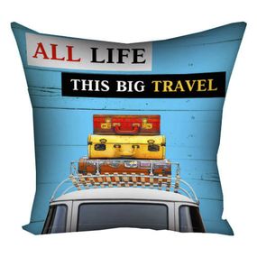 Подушка габардинова з принтом All life this big travel 40x40 (4P_VOL045)