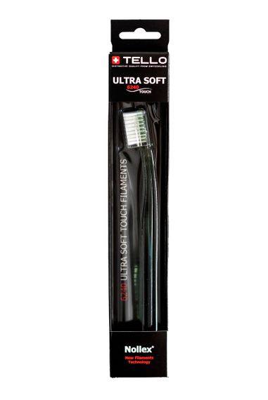 Зубна щітка Tello 6240 Ultra Soft Black, d 0.10 mm, зелена