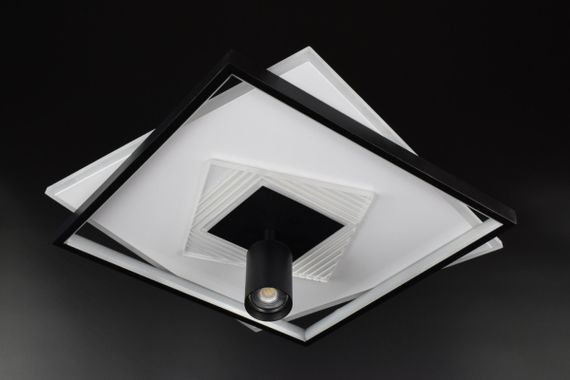Люстра світлодіодна стельова LED світильник для квартири на стелю лед з пультом 26565 Чорний 10х46х46 см.