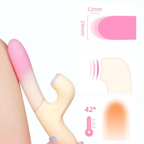 Двойной вибратор Zemalia Arousal с фрикцией и вакуумным стимулятором + APP, градиент розовый Sex Aura | Зображення 6