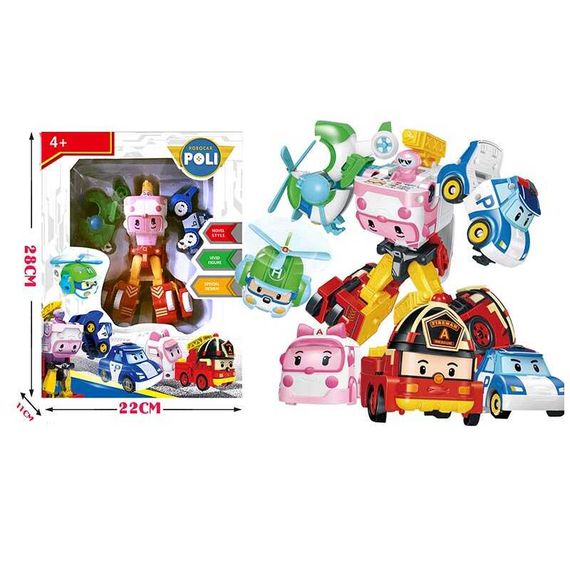 Ігровий набір XG 245 Star Toys Трансформер робот Робокар Полі, 3 машинки, вертоліт, висота робота – 16 см, в коробці (6984994210055) | Зображення 3