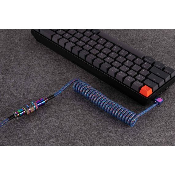 Дата кабель USB-C + USB A to USB-C 1.08m Premium Coiled Aviator blue Keychron (CAB8_KEYCHRON) | Зображення 4