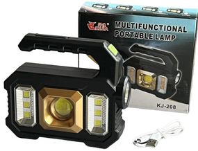 Фонарь переносной аккумуляторный Kejia KJ-208 повербанк солнечная панель работа от батареек