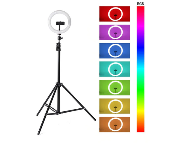 Студийная 360° светодиодная LED лампа со штативом XPRO LIVE LIGHT RGB MJ38 диаметр  - 38см,  управление на проводе+пульт, мощность 25 Вт  (426_084) | Зображення 4