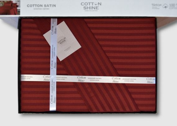 Постельное белье Cotton Shine Stripe Satin 200х220 Bordo | Зображення 1
