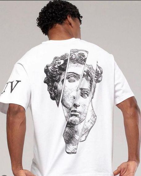 Футболка мужская с принтом повседневная S Белая