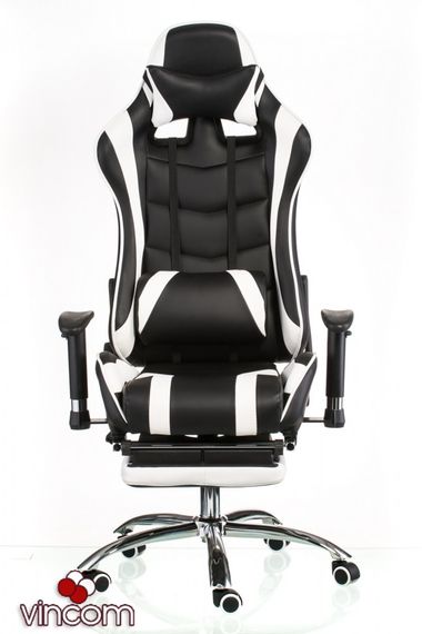 Кресло геймерское Special4You ExtremeRace blackwhite with footrest | Зображення 1