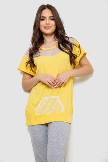 Піжама жіноча з принтом, колір жовтий, 243R1600-032 | Зображення 1