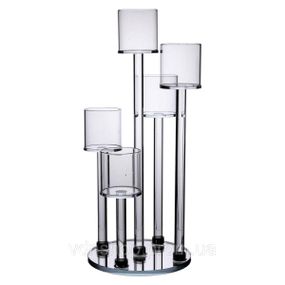 Підсвічник скляний на 5 свічок 16×38 см підсвічник декоративний прозорий на ніжці HP-4-14