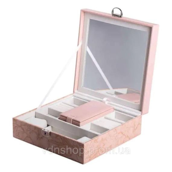 Скринька для прикрас з еко шкіри 2 яруси із замком органайзер для ювелірних виробів HP-5-22P | Зображення 3