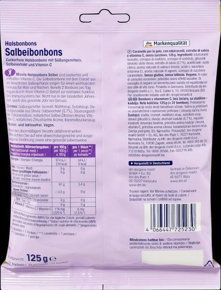 Натуральні льодяники Mivolis з шавлією та вітаміном C для захисту горла та імунітету, 125 гр., Німеччина | Зображення 2